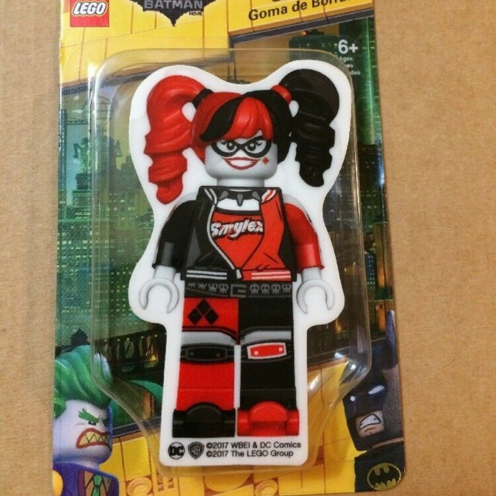 2 Harley Quinn 2.75" LEGO Character Shaped ERASERS BATMAN DC Comics Erasers NWY